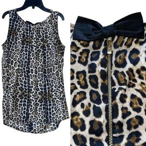 Sandro Sleeveless Blouse Leopard Tunic Bow